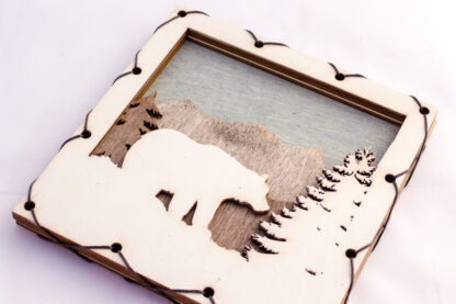 Bear with Mountains Home Decor with four layers of wood