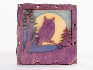 Owl with Mountains Home Decor with four layers of wood