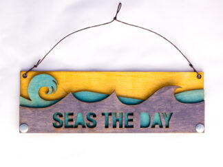 Seas the Day Text Sign with Ocean Waves