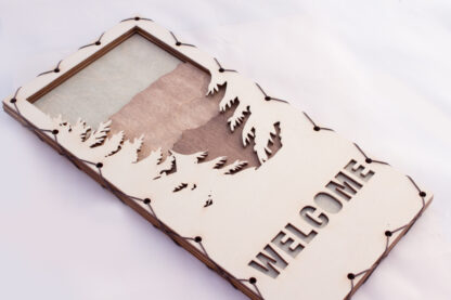 Welcome Sign with Mountains Home Decor with four layers of wood