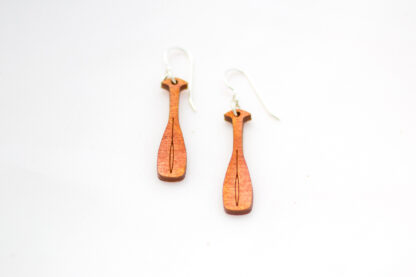 Wooden canoe oar earrings, orange