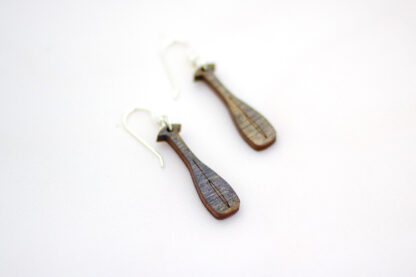 Wooden canoe oar earrings, purple