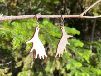 Elk Antler Wooden earrings are the perfect 1-1/2 inch dangle length and use sterling silver hooks