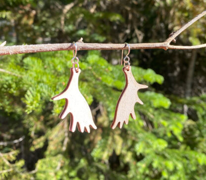 Elk Antler Wooden earrings are the perfect 1-1/2 inch dangle length and use sterling silver hooks