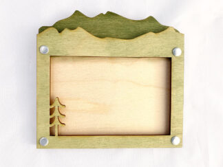 Picture Frame With Mountain border and pine tree. in green