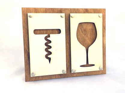 Wine + Corkscrew Wooden Wall Art