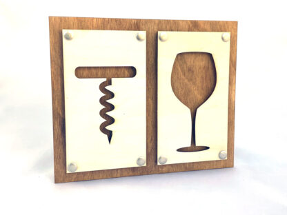Wine + Corkscrew Wooden Wall Art